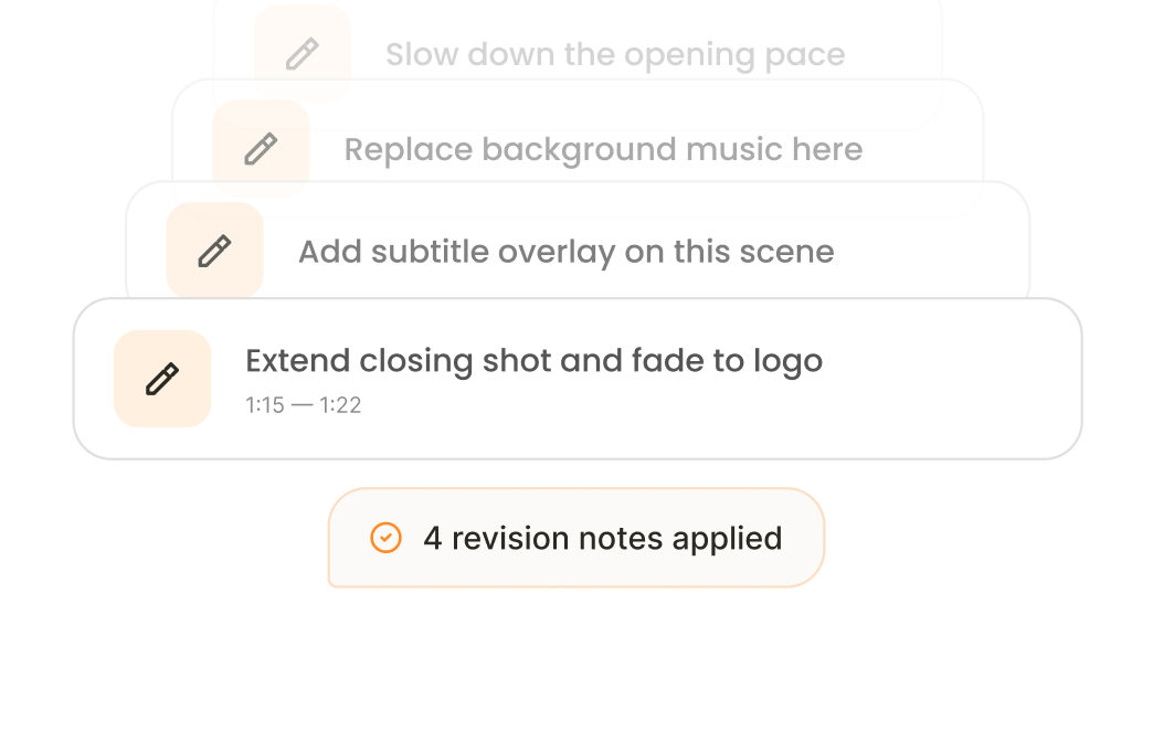 Pexo revision notes applied to a video edit